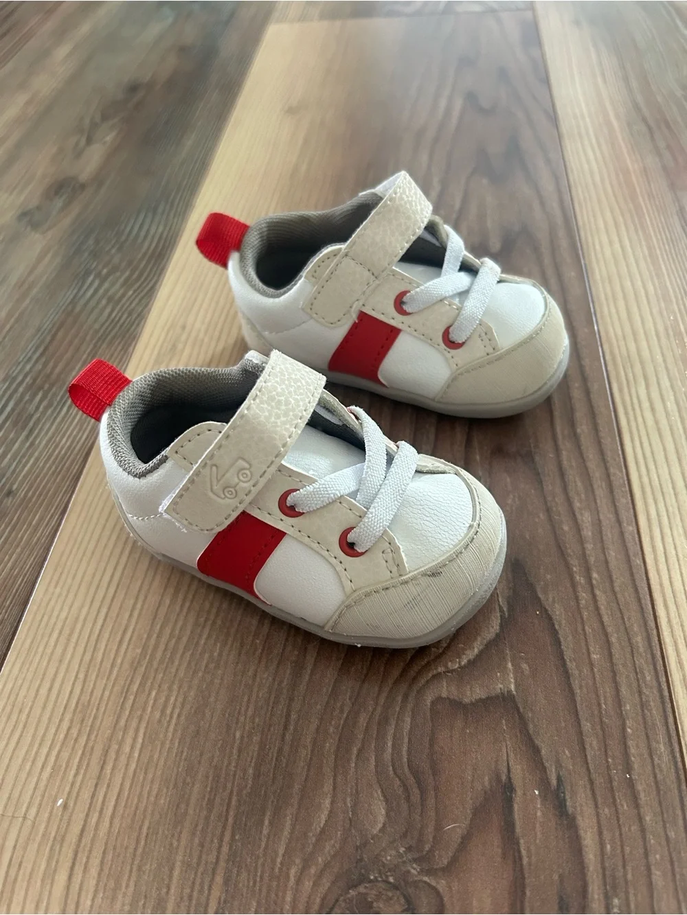 See Kai Run White and Red Baby First Walker Sneakers Shoes